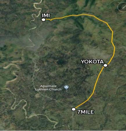 Google map showing road route